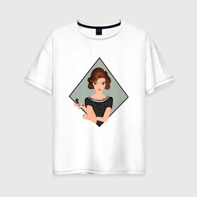 Женская футболка хлопок Oversize с принтом Ход королевы в Екатеринбурге, 100% хлопок | свободный крой, круглый ворот, спущенный рукав, длина до линии бедер
 | 