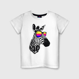 Детская футболка хлопок с принтом Зебра в Екатеринбурге, 100% хлопок | круглый вырез горловины, полуприлегающий силуэт, длина до линии бедер | zebra | абстракция | беременна | вселенная | галактика | девочка | дочка | единорог | единорожка | животное | зверек | зверь | зебра | космос | кот | котик | лето | лиса | лисенок | милый единорог