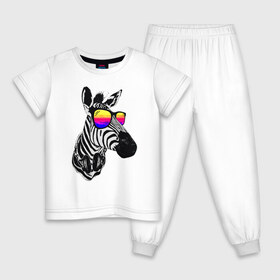 Детская пижама хлопок с принтом Зебра в Екатеринбурге, 100% хлопок |  брюки и футболка прямого кроя, без карманов, на брюках мягкая резинка на поясе и по низу штанин
 | Тематика изображения на принте: zebra | абстракция | беременна | вселенная | галактика | девочка | дочка | единорог | единорожка | животное | зверек | зверь | зебра | космос | кот | котик | лето | лиса | лисенок | милый единорог