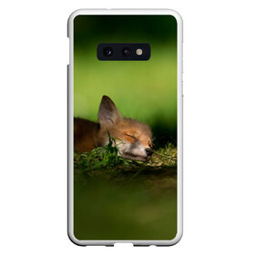 Чехол для Samsung S10E с принтом Сонный лисенок в Екатеринбурге, Силикон | Область печати: задняя сторона чехла, без боковых панелей | fox | foxy | животное | звери | лиса | лисенок | лисичка | милая | рыжая | фокс