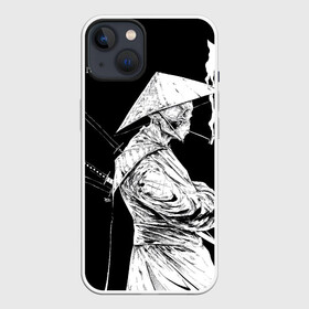 Чехол для iPhone 13 с принтом Самурай скелет с трубкой в Екатеринбурге,  |  | ninja | samurai | shogun | бусидо путь воина | ниндзя | путь самурая | самурай | сёгун | скелет | харакири | японский самурай