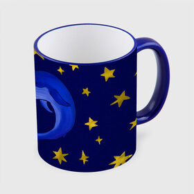 Кружка с принтом Звездный кит в Екатеринбурге, керамика | ёмкость 330 мл | Тематика изображения на принте: звезды | золотые | кит | ночное небо | синий | созвездие