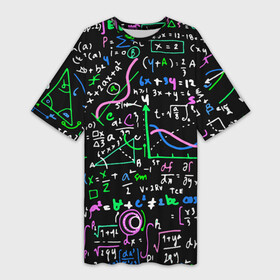 Платье-футболка 3D с принтом Математика Графики и Функции в Екатеринбурге,  |  | formulas | math | science | алгебра | вуз | высшая математика | график | графики | дифференциальные уравнения | квадрат | корень квадратный | косинус | математика | наука | синус | студент | тригонометрия