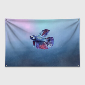 Флаг-баннер с принтом Рыбка в Екатеринбурге, 100% полиэстер | размер 67 х 109 см, плотность ткани — 95 г/м2; по краям флага есть четыре люверса для крепления | tegunvteg | акварель | аквариумнаярыбка | вода | петушок | рыбка