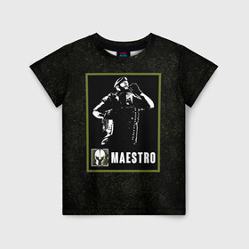 Детская футболка 3D с принтом Maestro в Екатеринбурге, 100% гипоаллергенный полиэфир | прямой крой, круглый вырез горловины, длина до линии бедер, чуть спущенное плечо, ткань немного тянется | Тематика изображения на принте: maestro | r6s | rainbow six siege | маэстро | оперативник | персонаж