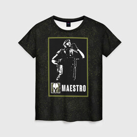 Женская футболка 3D с принтом Maestro в Екатеринбурге, 100% полиэфир ( синтетическое хлопкоподобное полотно) | прямой крой, круглый вырез горловины, длина до линии бедер | maestro | r6s | rainbow six siege | маэстро | оперативник | персонаж
