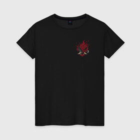 Женская футболка хлопок с принтом Cyberpunk 2077 - Самурай спина в Екатеринбурге, 100% хлопок | прямой крой, круглый вырез горловины, длина до линии бедер, слегка спущенное плечо | 