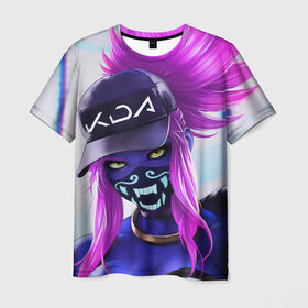 Мужская футболка 3D с принтом KDA Akali в Екатеринбурге, 100% полиэфир | прямой крой, круглый вырез горловины, длина до линии бедер | Тематика изображения на принте: k pop | kda | lol | акали | образ