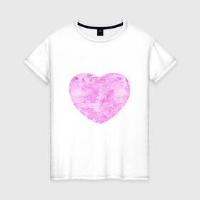 Женская футболка хлопок с принтом Акварельное сердце в Екатеринбурге, 100% хлопок | прямой крой, круглый вырез горловины, длина до линии бедер, слегка спущенное плечо | 