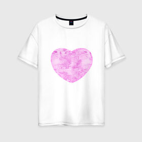 Женская футболка хлопок Oversize с принтом Акварельное сердце в Екатеринбурге, 100% хлопок | свободный крой, круглый ворот, спущенный рукав, длина до линии бедер
 | 