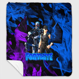 Плед с рукавами с принтом Fortnite T-800/Sarah в Екатеринбурге, 100% полиэстер | Закругленные углы, все края обработаны. Ткань не мнется и не растягивается. Размер 170*145 | fortnite | heroes | logo game | marshmallow | marshmello | sarah | sarah connor | t 800 | terminator | битва | бойцы | игра | карась | логотипы игр | маршмеллоу | персонажи игр | робот | сара коннор | терминатор | фортнайт