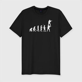 Мужская футболка хлопок Slim с принтом EVOLUTION в Екатеринбурге, 92% хлопок, 8% лайкра | приталенный силуэт, круглый вырез ворота, длина до линии бедра, короткий рукав | 16 | counterstrike | csgo | evolution | global offensive | memes | source | ксго | подсадка | прогресс | развитие | эволюция
