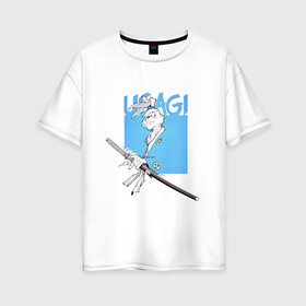 Женская футболка хлопок Oversize с принтом Усаги Ёдзимбо в Екатеринбурге, 100% хлопок | свободный крой, круглый ворот, спущенный рукав, длина до линии бедер
 | anime | comics | usagi yojimbo | аниме | анимэ | комикс | комиксы | кролик | самурай | усаги ёдзимбо