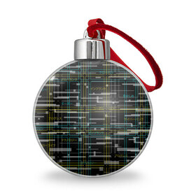 Ёлочный шар с принтом Cyberpunk Tartan в Екатеринбурге, Пластик | Диаметр: 77 мм | cyberpunk | glitch | глитч | киберпанк | клетка | матрица | узор | футуристичный | шотландка