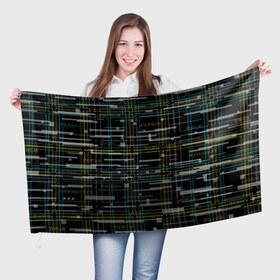 Флаг 3D с принтом Cyberpunk Tartan в Екатеринбурге, 100% полиэстер | плотность ткани — 95 г/м2, размер — 67 х 109 см. Принт наносится с одной стороны | cyberpunk | glitch | глитч | киберпанк | клетка | матрица | узор | футуристичный | шотландка