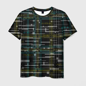 Мужская футболка 3D с принтом Cyberpunk Tartan в Екатеринбурге, 100% полиэфир | прямой крой, круглый вырез горловины, длина до линии бедер | cyberpunk | glitch | глитч | киберпанк | клетка | матрица | узор | футуристичный | шотландка