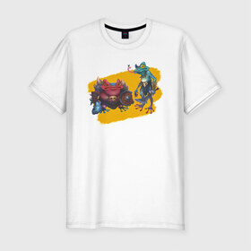 Мужская футболка хлопок Slim с принтом Toadman в Екатеринбурге, 92% хлопок, 8% лайкра | приталенный силуэт, круглый вырез ворота, длина до линии бедра, короткий рукав | fantasy | frog | жаба | лягушка | фэнтези