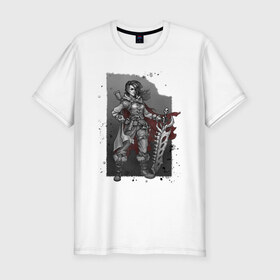 Мужская футболка хлопок Slim с принтом Hunter в Екатеринбурге, 92% хлопок, 8% лайкра | приталенный силуэт, круглый вырез ворота, длина до линии бедра, короткий рукав | inktober | skull | superwoman | sword