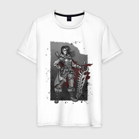 Мужская футболка хлопок с принтом Hunter в Екатеринбурге, 100% хлопок | прямой крой, круглый вырез горловины, длина до линии бедер, слегка спущенное плечо. | inktober | skull | superwoman | sword