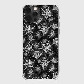Чехол для iPhone 12 Pro Max с принтом Паутина готичная в Екатеринбурге, Силикон |  | готика | готичный | мрачный | паук | паутина | рок | узор | хэллоуин | черно белый | черный