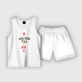 Детская пижама с шортами хлопок с принтом United till die в Екатеринбурге,  |  | devils | fc | manchester | mu | red | united | англия | дьяволы | красные | манчестер | мю | юнайтед