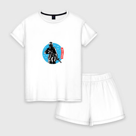 Женская пижама с шортиками хлопок с принтом GTA Heists в Екатеринбурге, 100% хлопок | футболка прямого кроя, шорты свободные с широкой мягкой резинкой | grand theft auto 5 | gta 5 | gta online | heists | гта онлайн | ограбление | пеф