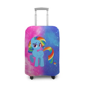 Чехол для чемодана 3D с принтом Радуга Дэш в Екатеринбурге, 86% полиэфир, 14% спандекс | двустороннее нанесение принта, прорези для ручек и колес | baby | girl | horse | kawaii | luna | my little pony | princess | rainbow | rainbow dash | девочкам | девочки | детям | единорог | животные | кавайный | конь | лошадь | луна | малыш | облака | пегас | пинки пай | пони | радуга дэш