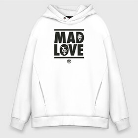 Мужское худи Oversize хлопок с принтом Mad love в Екатеринбурге, френч-терри — 70% хлопок, 30% полиэстер. Мягкий теплый начес внутри —100% хлопок | боковые карманы, эластичные манжеты и нижняя кромка, капюшон на магнитной кнопке | Тематика изображения на принте: 14 февраля | harley quinn | joker | vdkimel | день святого валентина | джокер | харли квинн