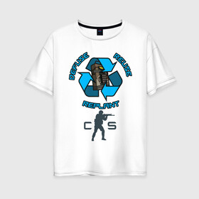 Женская футболка хлопок Oversize с принтом Defuse в Екатеринбурге, 100% хлопок | свободный крой, круглый ворот, спущенный рукав, длина до линии бедер
 | counter strike | cs | game | арт | графика | игры