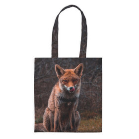 Шоппер 3D с принтом Хищная лисица в Екатеринбурге, 100% полиэстер | Плотность: 200 г/м2; Размер: 34×35 см; Высота лямок: 30 см | fox | foxy | животное | звери | лиса | лисенок | лисичка | милая | рыжая | фокс