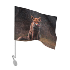 Флаг для автомобиля с принтом Хищная лисица в Екатеринбурге, 100% полиэстер | Размер: 30*21 см | fox | foxy | животное | звери | лиса | лисенок | лисичка | милая | рыжая | фокс