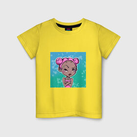 Детская футболка хлопок с принтом Эй в Екатеринбурге, 100% хлопок | круглый вырез горловины, полуприлегающий силуэт, длина до линии бедер | girl | девочка | девушка | розовые волосы | цундере | чиби | эй