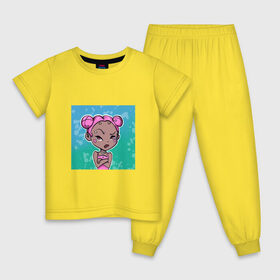 Детская пижама хлопок с принтом Эй в Екатеринбурге, 100% хлопок |  брюки и футболка прямого кроя, без карманов, на брюках мягкая резинка на поясе и по низу штанин
 | girl | девочка | девушка | розовые волосы | цундере | чиби | эй