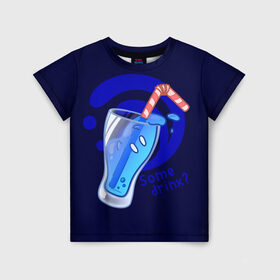 Детская футболка 3D с принтом Slime drink в Екатеринбурге, 100% гипоаллергенный полиэфир | прямой крой, круглый вырез горловины, длина до линии бедер, чуть спущенное плечо, ткань немного тянется | drink | genshin | genshin impact | slime | геншин | геншин импакт | гидро | коктейл | слайм