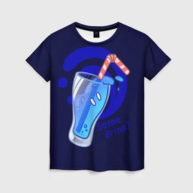 Женская футболка 3D с принтом Slime drink в Екатеринбурге, 100% полиэфир ( синтетическое хлопкоподобное полотно) | прямой крой, круглый вырез горловины, длина до линии бедер | drink | genshin | genshin impact | slime | геншин | геншин импакт | гидро | коктейл | слайм