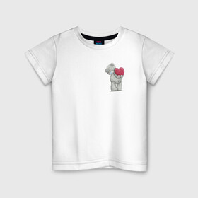 Детская футболка хлопок с принтом Мишка Тедди в Екатеринбурге, 100% хлопок | круглый вырез горловины, полуприлегающий силуэт, длина до линии бедер | извинения | любовь | медвежонок | мишка | прости | сердце | тедди