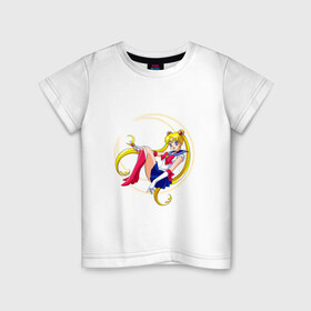 Детская футболка хлопок с принтом Sailor Moon в Екатеринбурге, 100% хлопок | круглый вырез горловины, полуприлегающий силуэт, длина до линии бедер | anime | manga | sailor moon | аниме | манга | сейлор мун | сейлормун