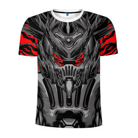 Мужская футболка 3D спортивная с принтом Темный самурай в Екатеринбурге, 100% полиэстер с улучшенными характеристиками | приталенный силуэт, круглая горловина, широкие плечи, сужается к линии бедра | 