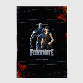 Постер с принтом Fortnite - Terminator в Екатеринбурге, 100% бумага
 | бумага, плотность 150 мг. Матовая, но за счет высокого коэффициента гладкости имеет небольшой блеск и дает на свету блики, но в отличии от глянцевой бумаги не покрыта лаком | Тематика изображения на принте: chapter 2 | fortnite | fortnite 3 | fortnite terminator | sarah connor and terminator 800 | t 800 | t 800 fortnite | сара коннор | скин t 800 | скин терминатора | терминатор | терминатор т 800 | фортнайт | фортнайт глава 2 | фортнайт тер