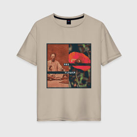 Женская футболка хлопок Oversize с принтом СRIMSON flower в Екатеринбурге, 100% хлопок | свободный крой, круглый ворот, спущенный рукав, длина до линии бедер
 | 