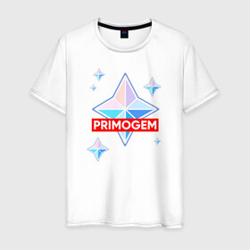 Мужская футболка хлопок с принтом PRIMOGEM в Екатеринбурге, 100% хлопок | прямой крой, круглый вырез горловины, длина до линии бедер, слегка спущенное плечо. | Тематика изображения на принте: 