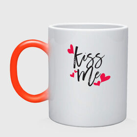 Кружка хамелеон с принтом Kiss Me в Екатеринбурге, керамика | меняет цвет при нагревании, емкость 330 мл | Тематика изображения на принте: 