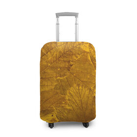 Чехол для чемодана 3D с принтом Желтые листья в Екатеринбурге, 86% полиэфир, 14% спандекс | двустороннее нанесение принта, прорези для ручек и колес | абстракция | желтый | листья | осень | природа | узор | эко