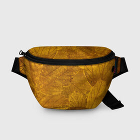 Поясная сумка 3D с принтом Желтые листья в Екатеринбурге, 100% полиэстер | плотная ткань, ремень с регулируемой длиной, внутри несколько карманов для мелочей, основное отделение и карман с обратной стороны сумки застегиваются на молнию | абстракция | желтый | листья | осень | природа | узор | эко