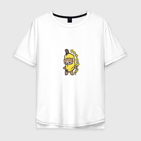 Мужская футболка хлопок Oversize с принтом Banana Cat в Екатеринбурге, 100% хлопок | свободный крой, круглый ворот, “спинка” длиннее передней части | Тематика изображения на принте: 