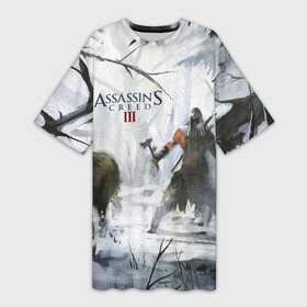 Платье-футболка 3D с принтом Assassin’s Creed 3 в Екатеринбурге,  |  | black flag | brotherhood | chronicles | creed | game | origins | revelations | rogue | syndicate | unity | альтаир | ассасин | игры | кинжал | пираты