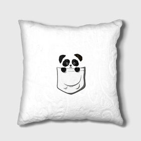 Подушка 3D с принтом Панда В Кармане в Екатеринбурге, наволочка – 100% полиэстер, наполнитель – холлофайбер (легкий наполнитель, не вызывает аллергию). | состоит из подушки и наволочки. Наволочка на молнии, легко снимается для стирки | animals | beats | head | panda | pocket | в кармане | голова | животные | звери | лапки | любовь | панда