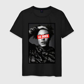 Мужская футболка хлопок с принтом LIL SKIES Rapper в Екатеринбурге, 100% хлопок | прямой крой, круглый вырез горловины, длина до линии бедер, слегка спущенное плечо. | Тематика изображения на принте: 