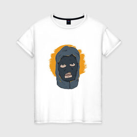 Женская футболка хлопок с принтом Хулиган в Екатеринбурге, 100% хлопок | прямой крой, круглый вырез горловины, длина до линии бедер, слегка спущенное плечо | 