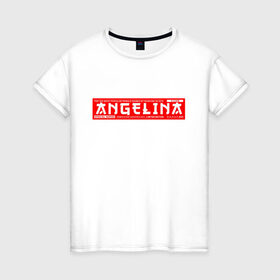 Женская футболка хлопок с принтом Ангелина/Angelina в Екатеринбурге, 100% хлопок | прямой крой, круглый вырез горловины, длина до линии бедер, слегка спущенное плечо | angelina | name | names | ангелина | имена | имя